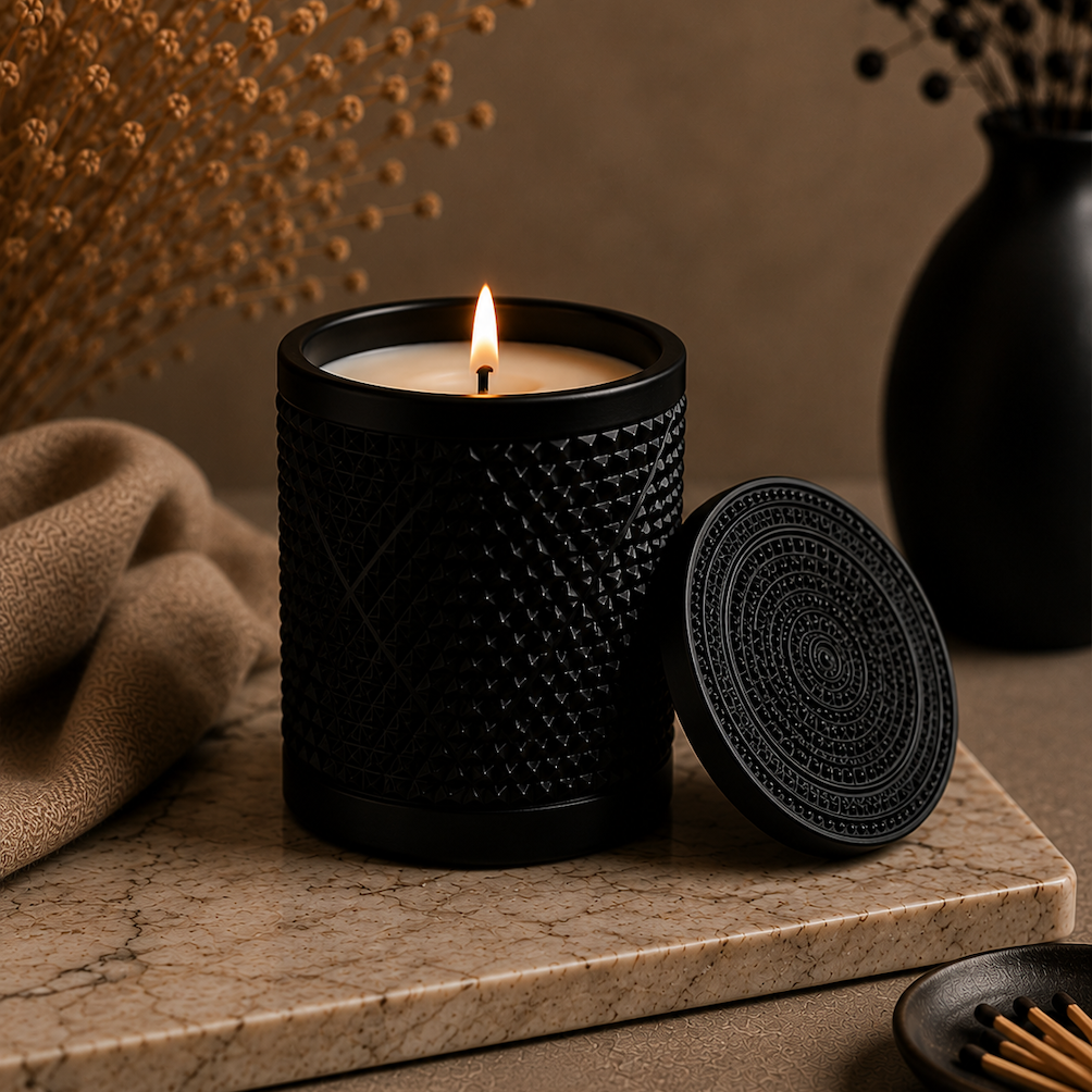 Black Musk and Pear luxury soy candle by LUMANIC handcrafted in Melbourne