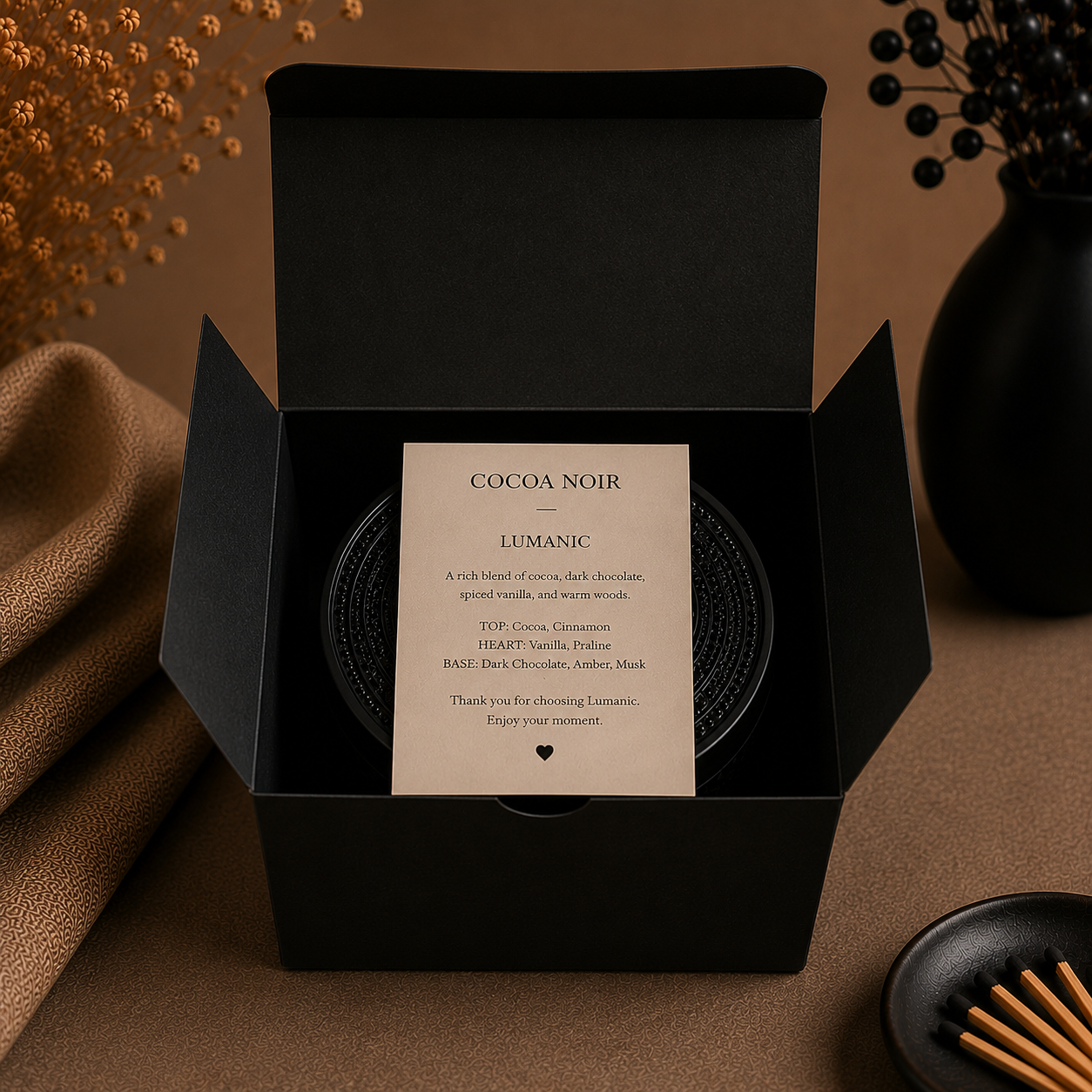 LUMANIC Cocoa Noir luxury candle gift box handcrafted soy candle Melbourne Australia