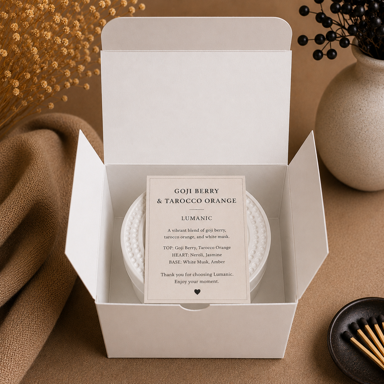 LUMANIC Goji Berry and Tarocco Orange luxury candle gift box Melbourne Australia