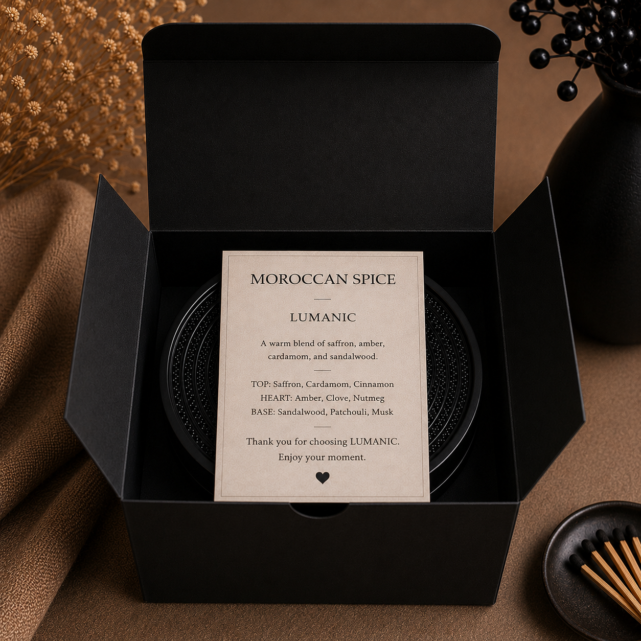 LUMANIC Moroccan Spice luxury candle gift box handcrafted in Melbourne Australia